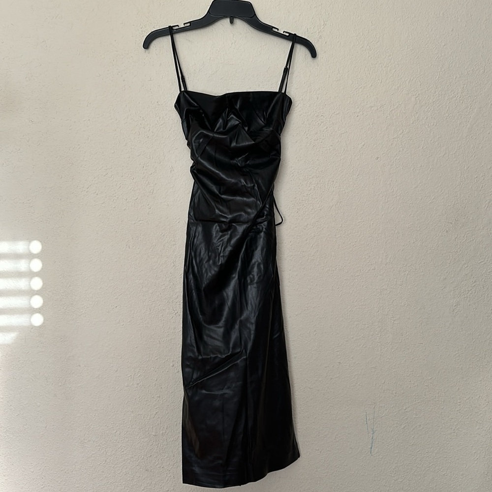 HOUSE OF CB 'Jalena' Black Vegan Leather Lace Back Dress NWOT - Picture 4 of 7